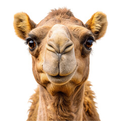 Obraz premium Animal brown camel Portrait isolated on Transparent background.
