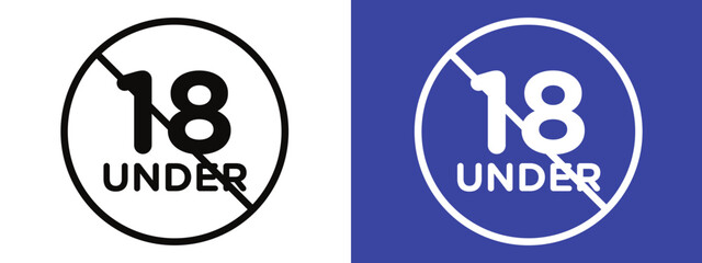 No Minors Allowed Sign Age Restriction Icon for Specific Zones