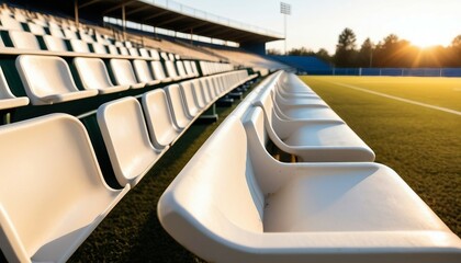 Fototapeta premium close-up of soccer field bleachers seating 