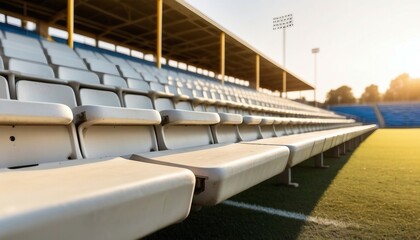 Fototapeta premium close-up of soccer field bleachers seating 