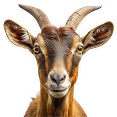 Fototapeta premium Animal brown goat Portrait isolated on Transparent background.