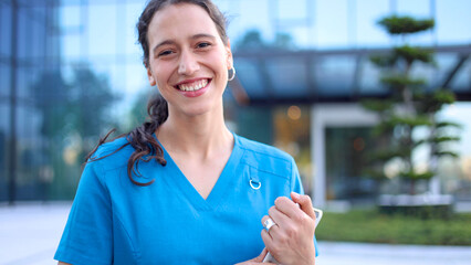 Portrait of a happy, young female doctor