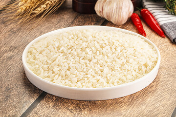 Dry Arborio rice for risotto