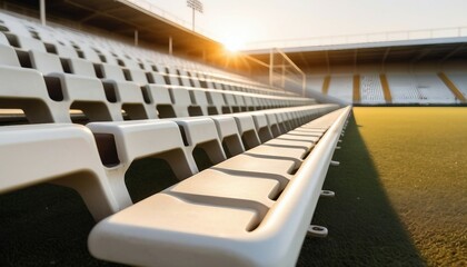 close-up of soccer field bleachers seating
