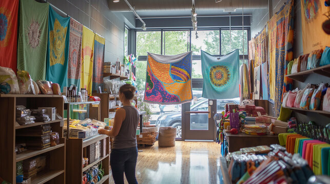 Markets and supermarkets or Owner of successful cake making small business Smiling man wearing apron standing in open bar counter sign