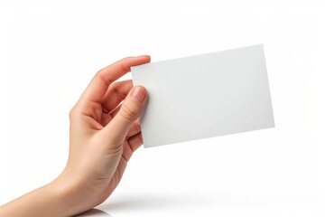 Obraz premium Blank White Card Mockup on Hand created with Generative AI