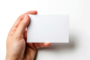 Obraz premium Blank White Card Mockup on Hand created with Generative AI