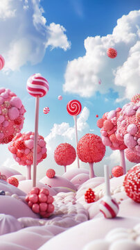 Naklejki Fantasy surreal candy and sweets landscape