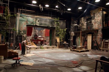 A Backstage Glimpse: Stagehands Prepare for the Show