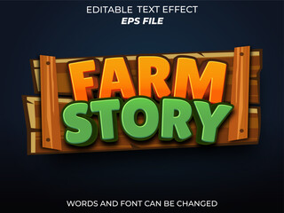 farm story text effect, font editable, typography, 3d text for games. vector template