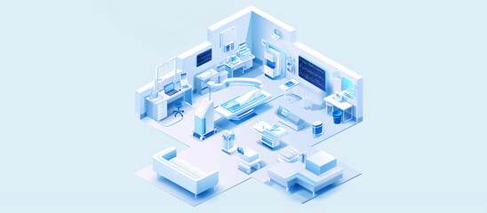 A High-Tech Medical Room with Advanced Equipment, Operation Theater Isometric Illustration