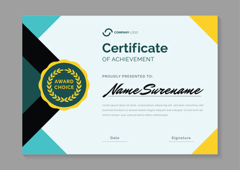 modern blue certificate design template. certificate of appreciation with gold badge