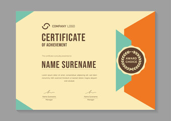modern yellow certificate design template. certificate of appreciation with gold badge