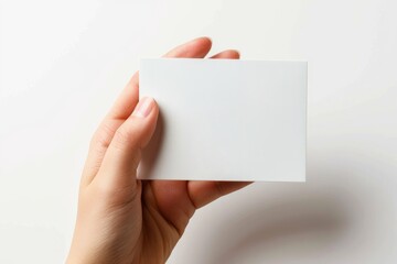 Obraz premium Blank White Card Mockup on Hand created with Generative AI