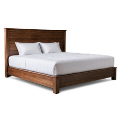 Bed isolated with no background. PNG illustration of bedroom furniture.