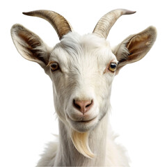 Fototapeta premium Animal white goat Portrait isolated on Transparent background.