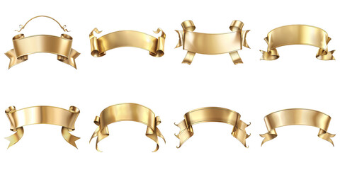 Set of Happy Anniversary Gold isolated on transparent png background. Generative ai