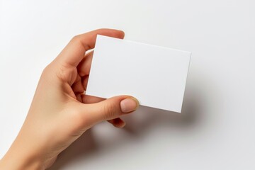 Fototapeta premium Blank White Card Mockup on Hand created with Generative AI