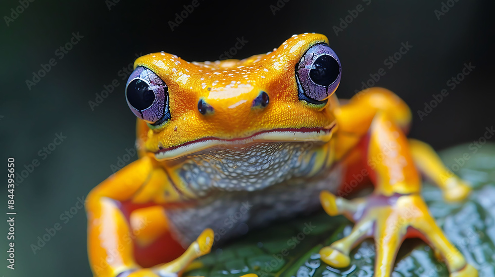 Wall mural Golden Poison Frog Phyllobates terribilis vibrant amphibian of Colombian rainforests Illustrate its appearance behavior and the dangers it faces