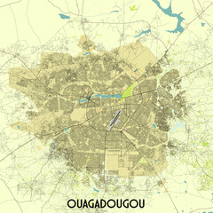 Ouagadougou, Burkina Faso map poster art