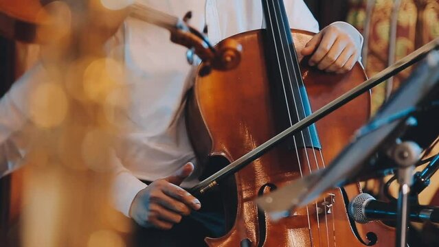 violin instruments, symphony orchestra stock footage