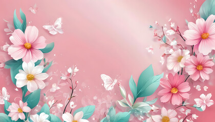 Spring template with beautiful flower. Vector illustration
