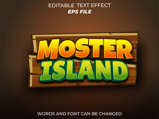 monster island text effect, font editable, typography, 3d text for games. vector template