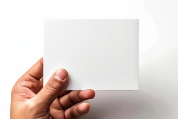 Obraz premium Blank White Card Mockup on Hand created with Generative AI