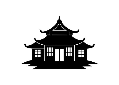 recommend clip art: chinese house silhouette vector illustration