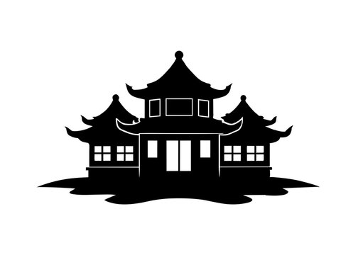 recommend clip art: chinese house silhouette vector illustration