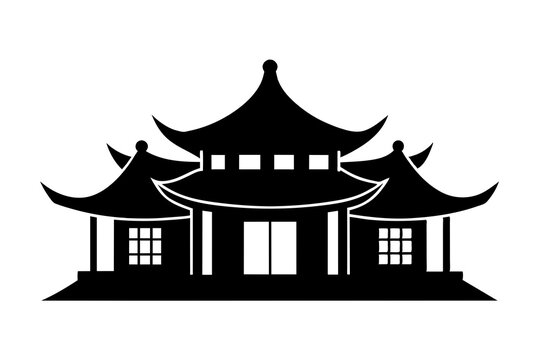 recommend clip art: chinese house silhouette vector illustration