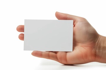 Blank White Card Mockup on Hand created with Generative AI