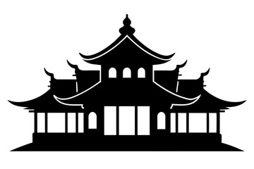 chinese house silhouette vector illustration