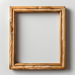 Fototapeta premium Mock up empty white picture painting frame border, on white background, minimal wooden style
