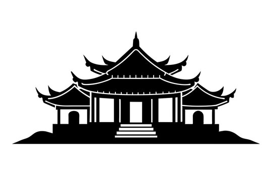recommend clip art: chinese house silhouette vector illustration