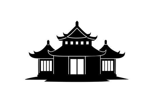 recommend clip art: chinese house silhouette vector illustration