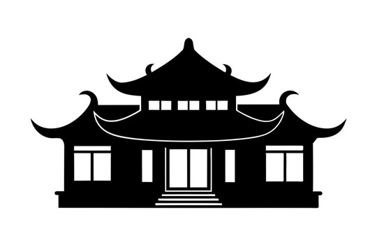 recommend clip art: chinese house silhouette vector illustration