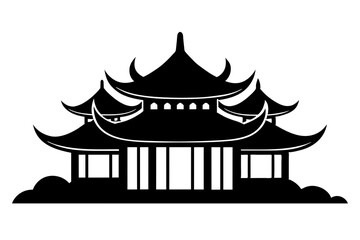 chinese house silhouette vector illustration