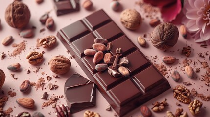 Chocolate Day Charm Cocoa Beans Nuts and Chocolate Bars