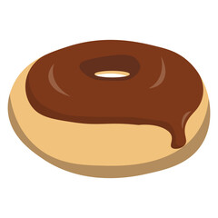 Sweet chocolate donut illustration. Vector illustration of a sweet chocolate donut with chocolate ball topping isolated on a white background.