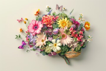  Floral Brain Symbolizing Creativity and Mental Health - Generative ai