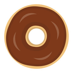 Sweet chocolate donut illustration. Vector illustration of a sweet chocolate donut with chocolate ball topping isolated on a white background.