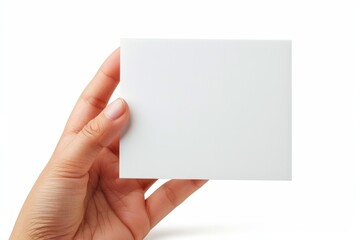 Fototapeta premium Blank White Card Mockup on Hand created with Generative AI