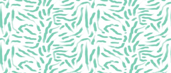 Seamless abstract textured pattern. Simple background with green, white texture. Digital brush strokes. Lines. Design for textile fabrics, wrapping paper, background, wallpaper, cover.