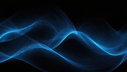 3d render, abstract minimal neon background with glowing wavy line. Dark wall illuminated with led lamps. Blue futuristic wallpaper