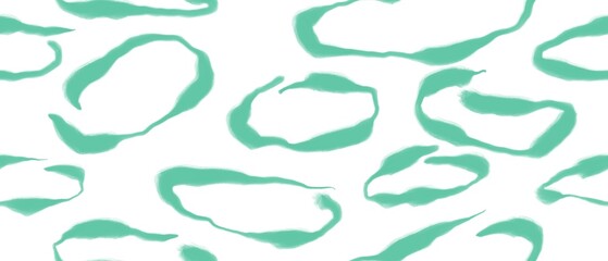 Seamless abstract textured pattern. Simple background green, white. Circles, rings, lines. Digital brush strokes. Design for textile fabrics, wrapping paper, background, wallpaper, cover.