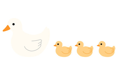  cute white duck and duckling illustration