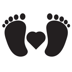 foot prints icon on white background. Black baby feet. baby foot Vector isolated on white background. vector illustration.