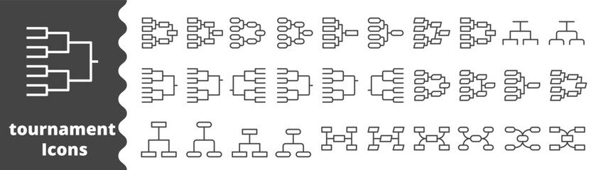 tournament bracket icon templates vector line icon , playoff, march, madness