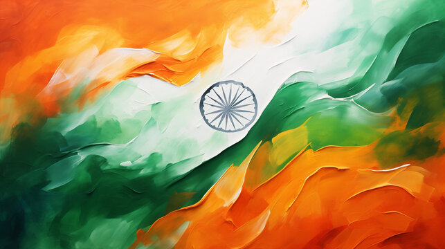 tricolor of indian flag watercolor background with splash